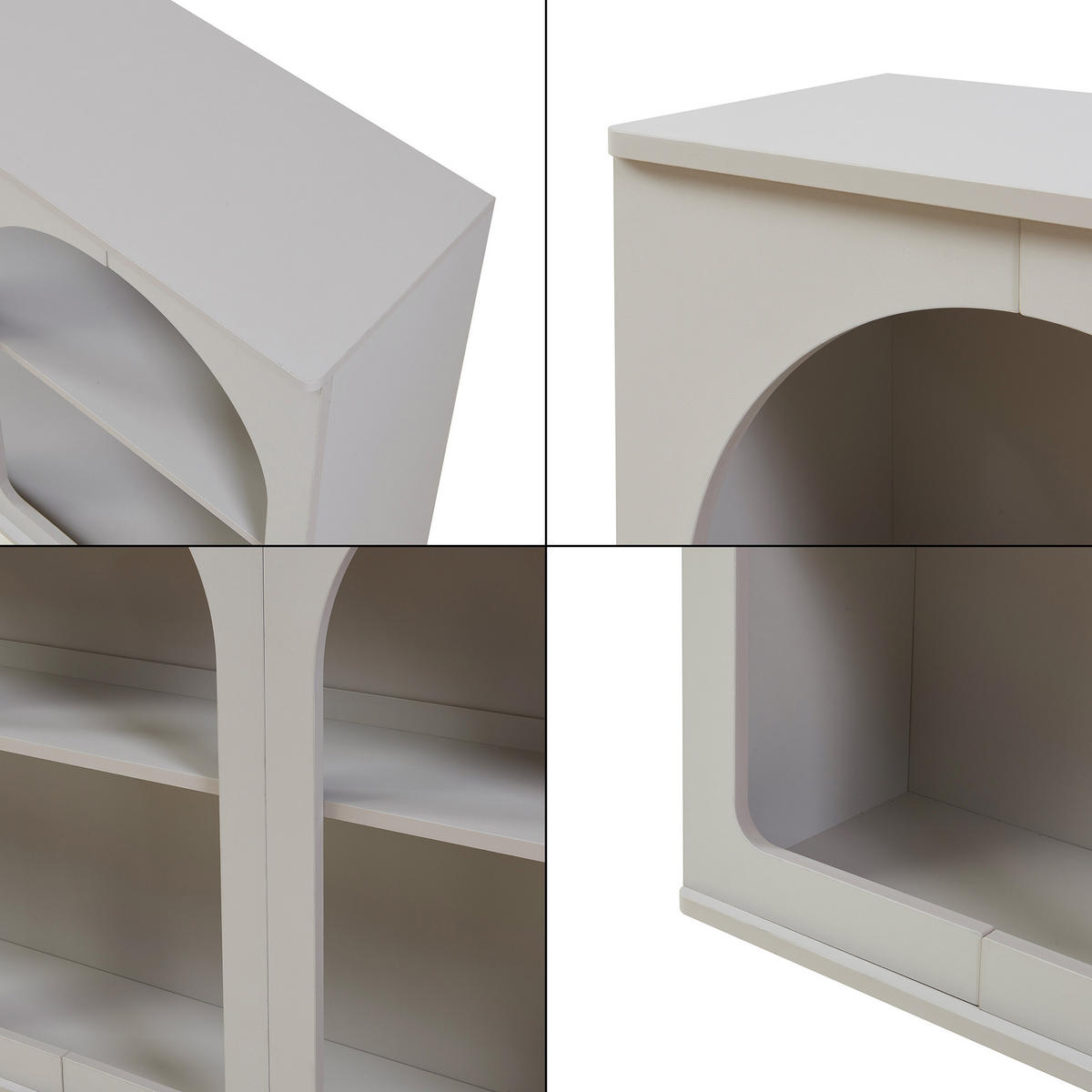 PŘÍSTĚNNÝ STOLEK Trorhun - šedá, kompozitní dřevo (30/80/160cm) - [en.casa]