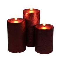 LED-KERZEN Ø 7,5 cm 3er-Set - Rot, Paraffin (7.5/7.5/15cm) - Home Styling Collection