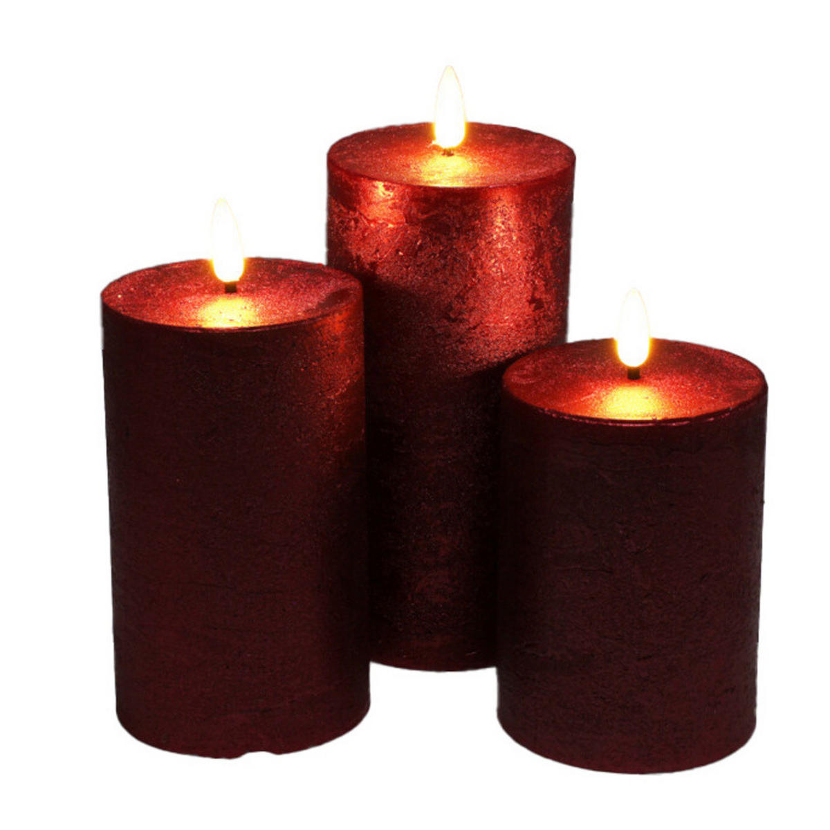 LED-KERZEN Ø 7,5 cm 3er-Set - Rot, Paraffin (7.5/7.5/15cm) - Home Styling Collection