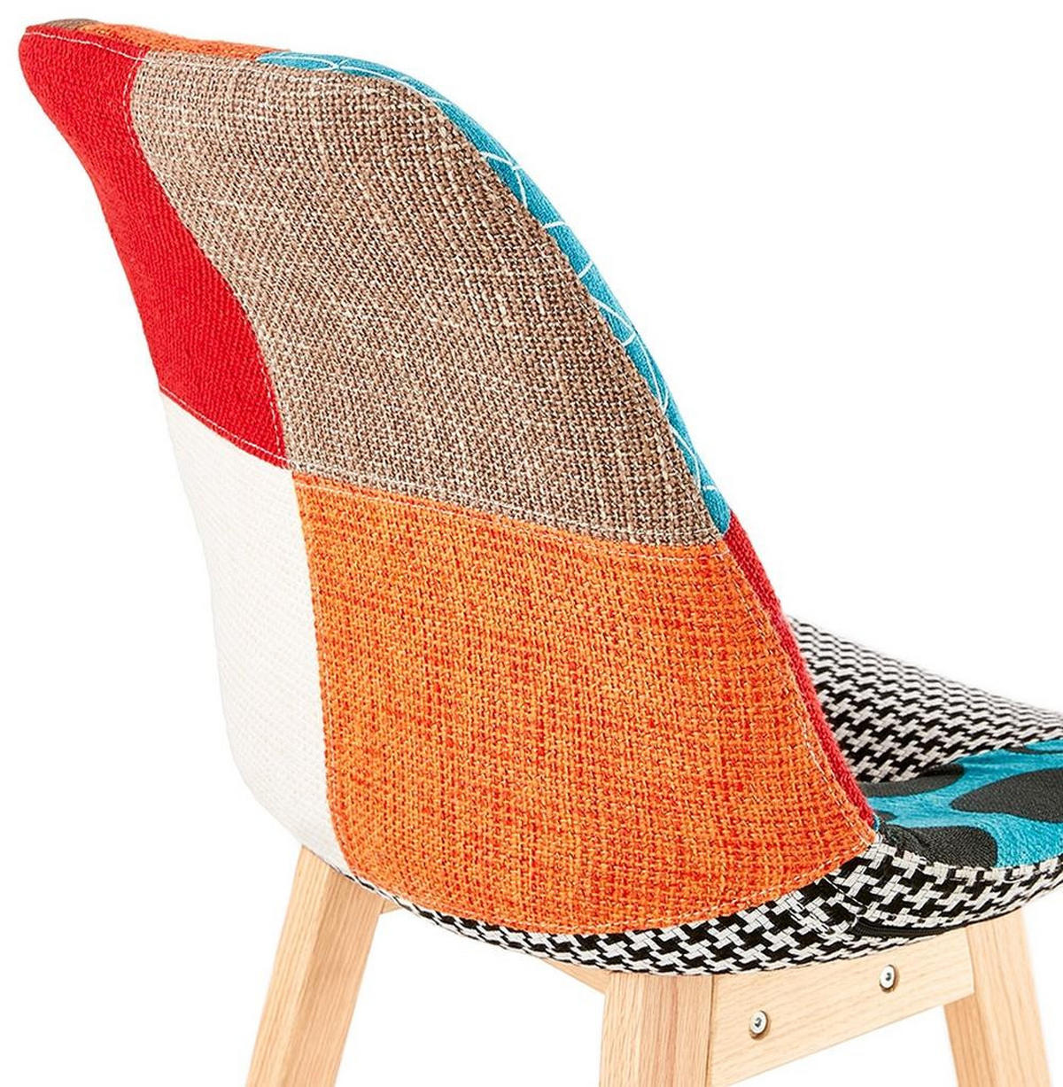 BARHOCKER – Patchwork Bunt, Eiche, hohe Lehne, 65 cm, TRIXA - Beige/Multicolor, Eichenholz/Holz (49/104/56cm) - KADIMA DESIGN