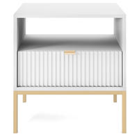NOČNÝ STOLÍK Vellore biela so zlatým rámom 54 cm - biela/zlatá, kov/kompozitné drevo (54/56/39cm) - Selsey