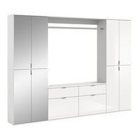 GARDEROBENKOMBINATION 4tlg. Projekt X Garderobe in weiß Nb. und weiß hochglanz B/H/T: 243x193x34 cm - Weiß, Holzwerkstoff (243/193/34cm)