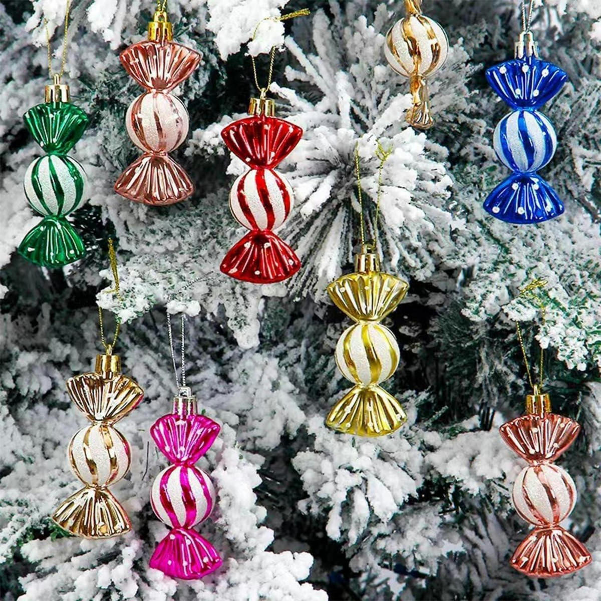 WEIHNACHTSBAUMSCHMUCK 18-teiliges Set Zuckerstangen & Kugeln Roségold - Pink, Kunststoff (5/3/14cm)