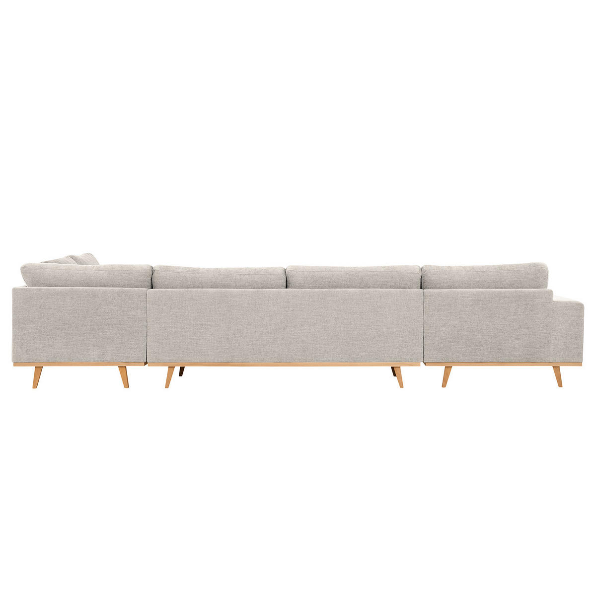 WOHNLANDSCHAFT mit Longchair - Buchefarben/Grau, Buchenholz/Textil (371/81/219cm) - home24