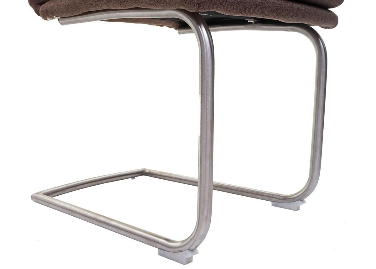 ESSZIMMERSTUHL 92x47x57cm Sitzhöhe 49cm Stoff/Textil Edelstahl gebürstet Braun - Braun, Textil (47/92/57cm) - CHEFGASTRO