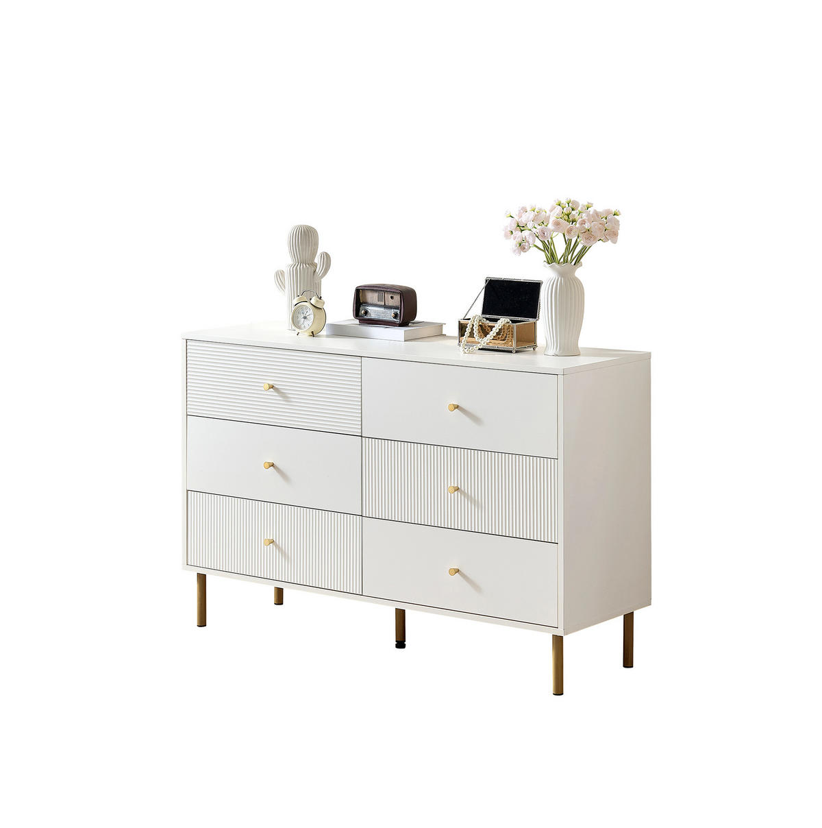 KOMMODE 120/40/78 cm aus MDF mit 6 Schubladen Weiß - Weiß, Holzwerkstoff (120/78/40cm) - Modenvie
