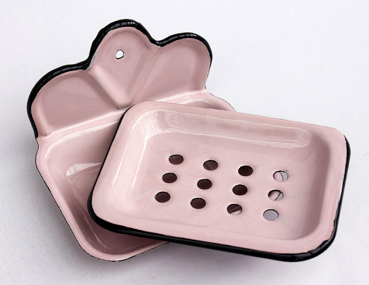 SEIFENHALTER 618 Rosa Seifenschale 13cm emailliert Landhaus Emaille - Rosa, Glas (13/7/11cm) - DanDiBo