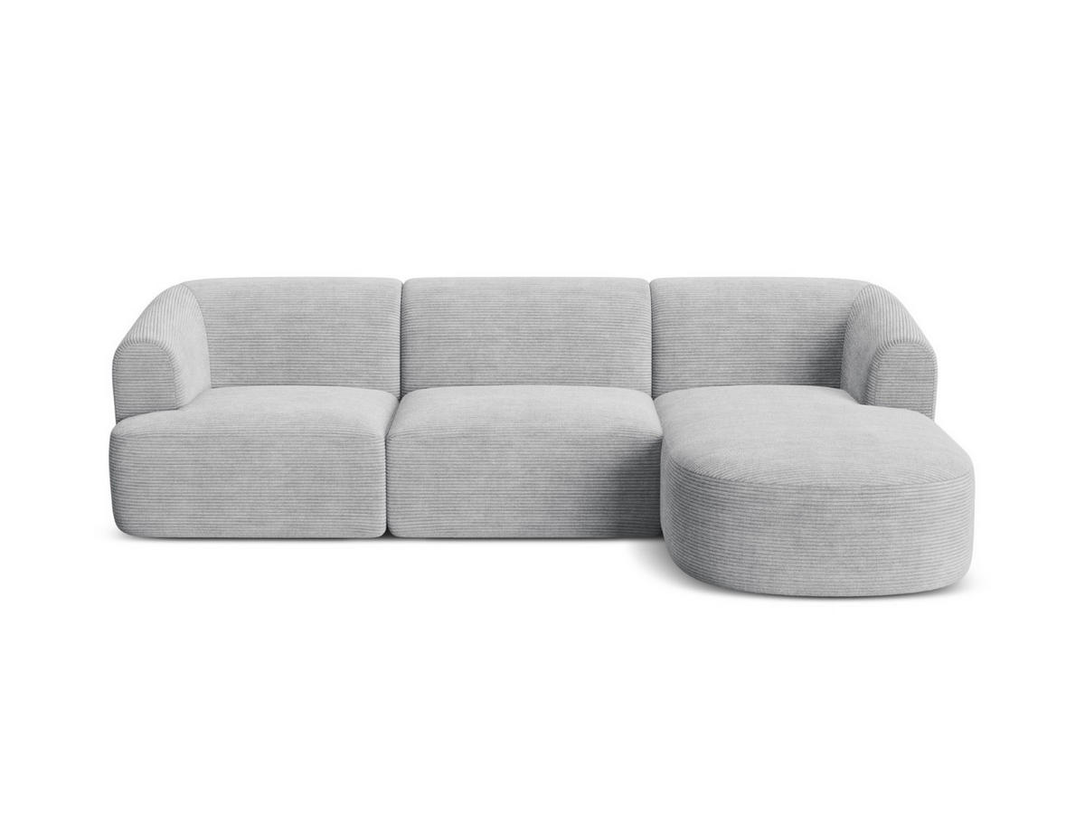 MODULARES-ECKSOFA rechts Campi aus Cord silber 4 Sitzplätze - Silberfarben, Textil (156/256cm) - Cosmopolitan Design