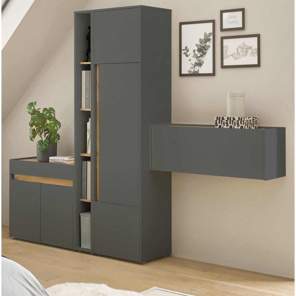 Thumbnail - Furn.Design Aktenschrank, Grau, Eiche Wotan, Holzwerkstoff, Nachbildung,Eiche, Uni, Holz Optik, 7 Fächer, 1 Schubladen, ...
