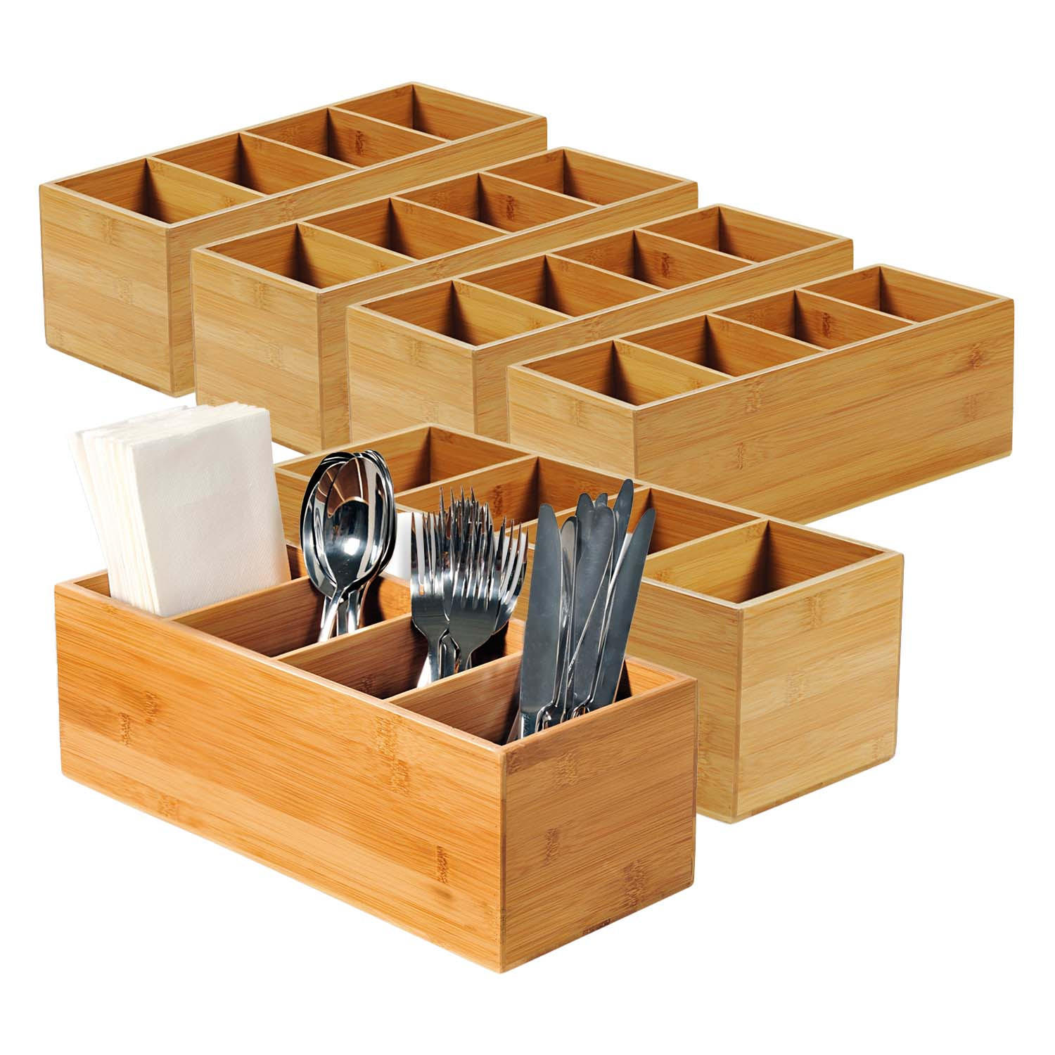BESTECKBOX, 6 Stück - Bambus, 35 x 14cm - Naturfarben, Holz (35/12/14cm) - Kesper