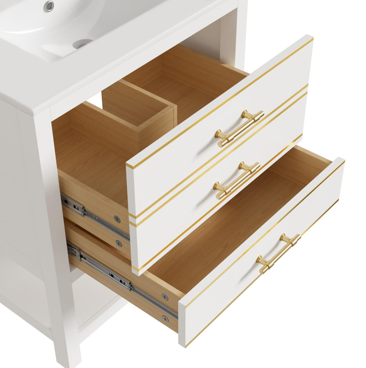 WASCHTISCHKOMBI 76 cm Weiß aus MDF mit Keramikbecken - Weiß, Holzwerkstoff (76/86/46.5cm) - OKMYHOME