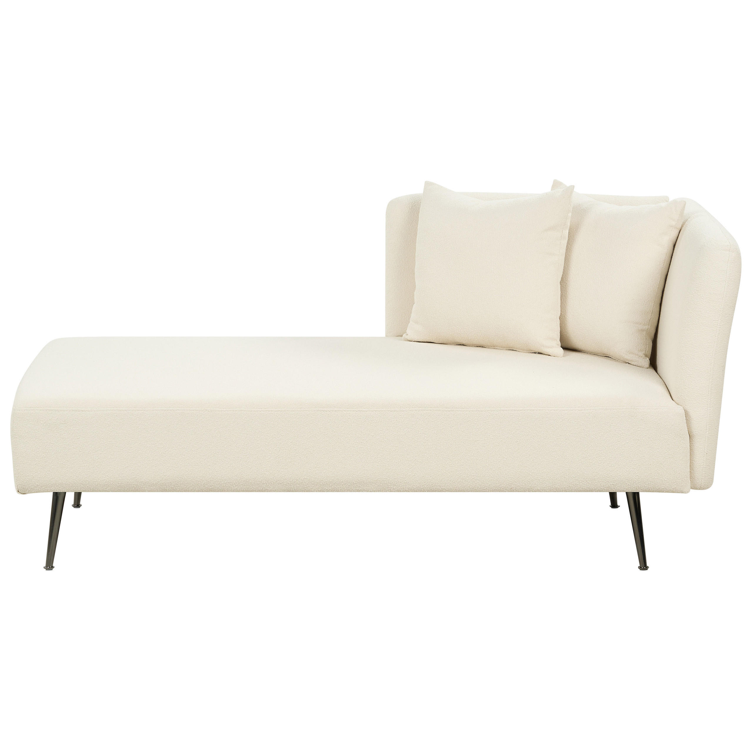 CHAISELONGUE Bouclé cremeweiß rechtsseitig Riom - Schwarz/Weiß, Textil (156/75/77cm) - Beliani