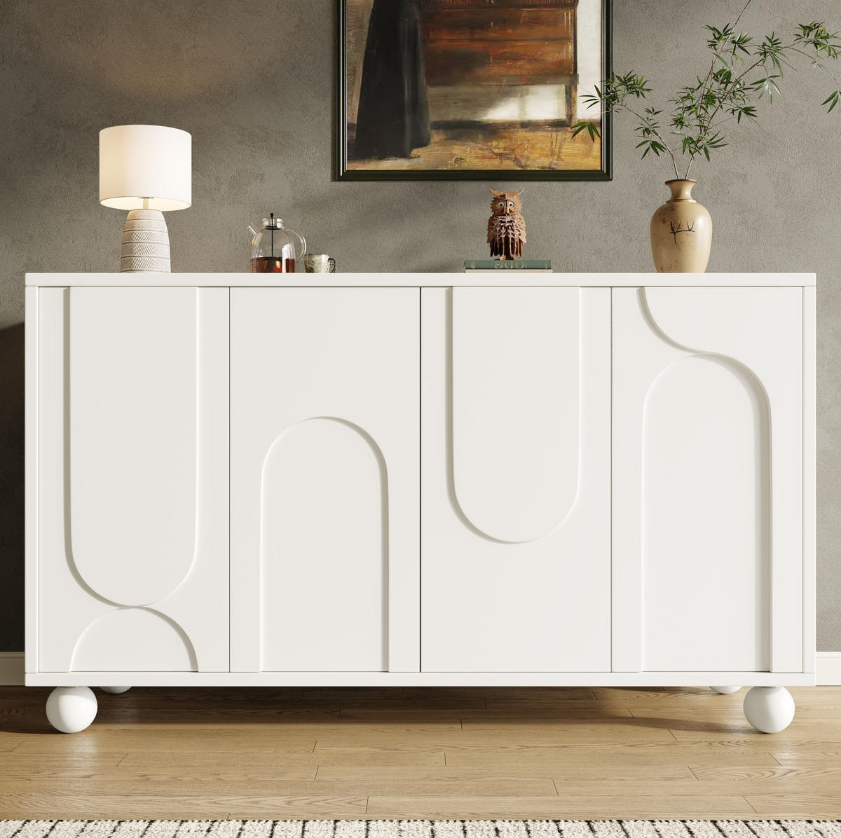 KOMODA z MDF, 120/35/71 cm bílá/krémová, s nastavitelnou policí - bílá, kompozitní dřevo (120/71/35cm) - BEAOK