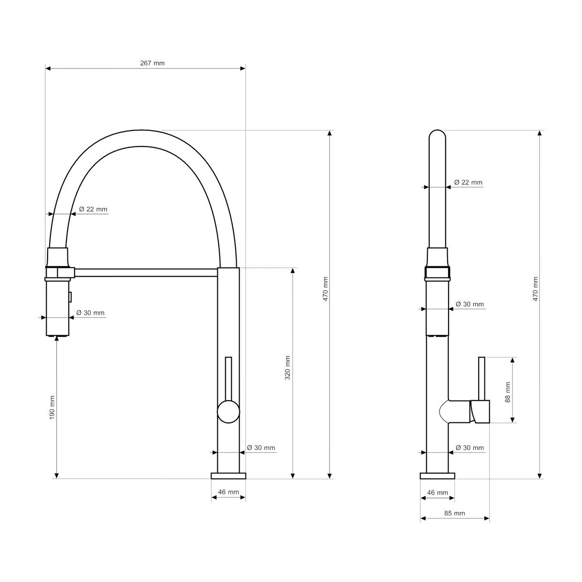 KÜCHENARMATUR Scala Gunmetal Schwarz - Grau, Metall (27/47/27cm) - Granitan