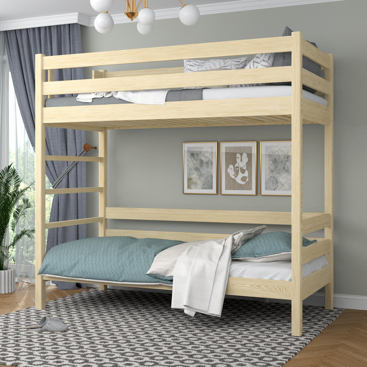 ETAGENBETT N03 Klare Kiefer 90/180 - Braun, Naturmaterialien/Holz (90/180cm) - N-Wood