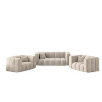 SOFAGARNITUR 2+1+1 Serie Grand Stilvol, Stoff Salvador Salvador Hellgrau - Ecru, Holz (91/70/197cm) - Kaiser Möbel