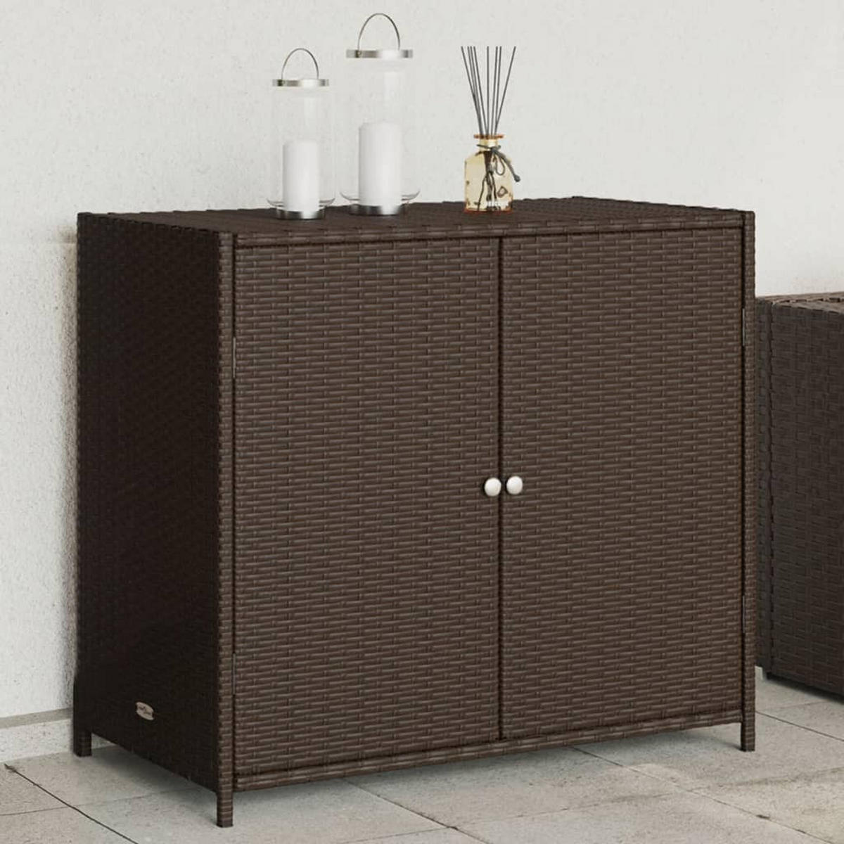 GARTENSCHRANK Braun 83x45x76 cm Poly Rattan - Braun, Kunststoff (83/76/45cm) - furnicato