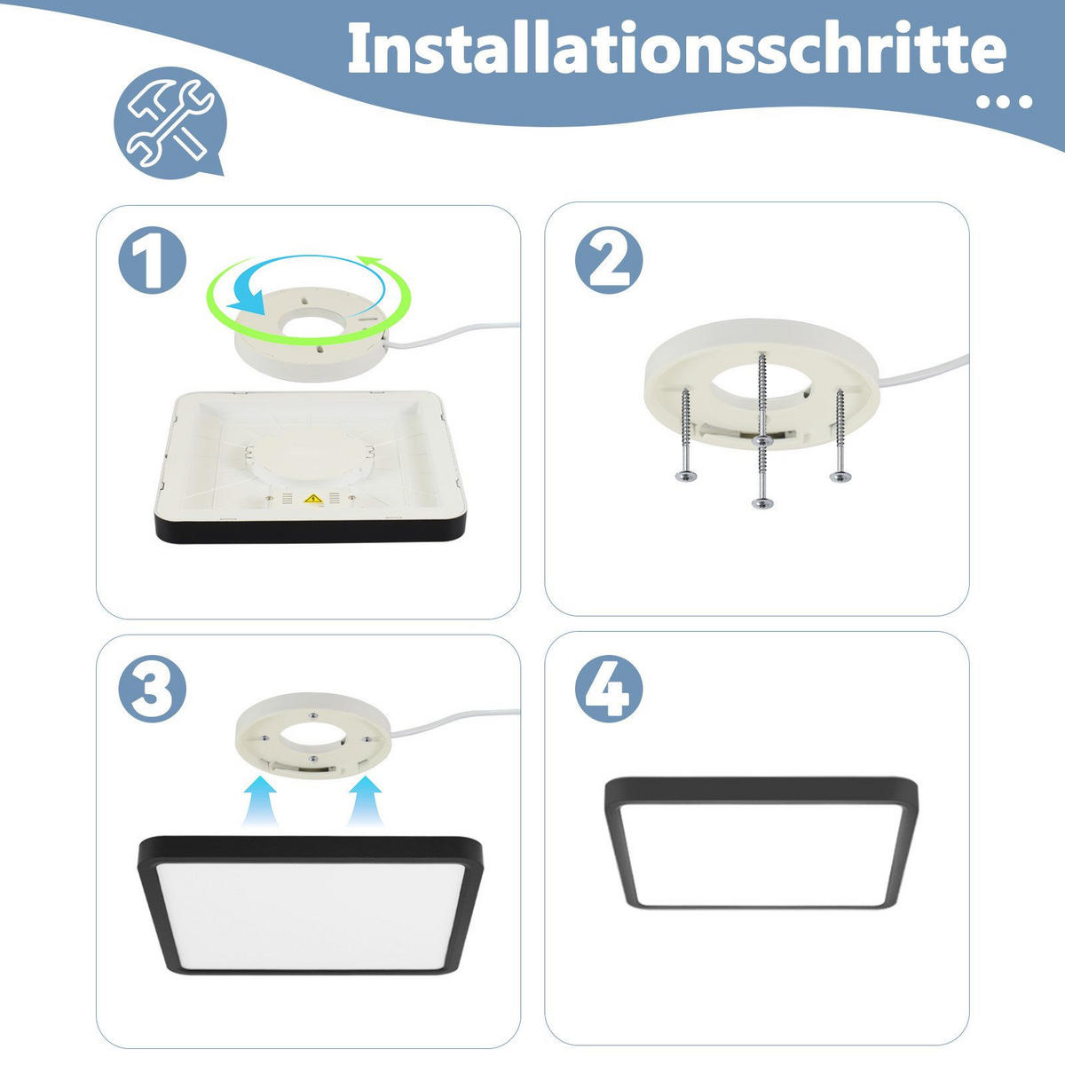 LED-DECKENLEUCHTE Luhn 23/23/2.4cm - Schwarz, Kunststoff (23/23/2.4cm) - Nettlife