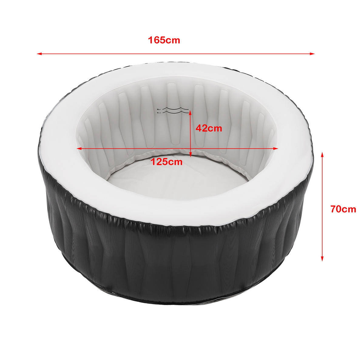 WHIRLPOOL Carbone - Schwarz/Weiß, Kunststoff (165/70/165cm) - pro.tec