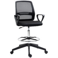 STEHSTUHL 59,5/60/102,5–126 cm, ergonomisch höhenverstellbar und drehbar mit Fußstütze, Schwarz - Schwarz, Kunststoff (60/126/59cm) - Redom