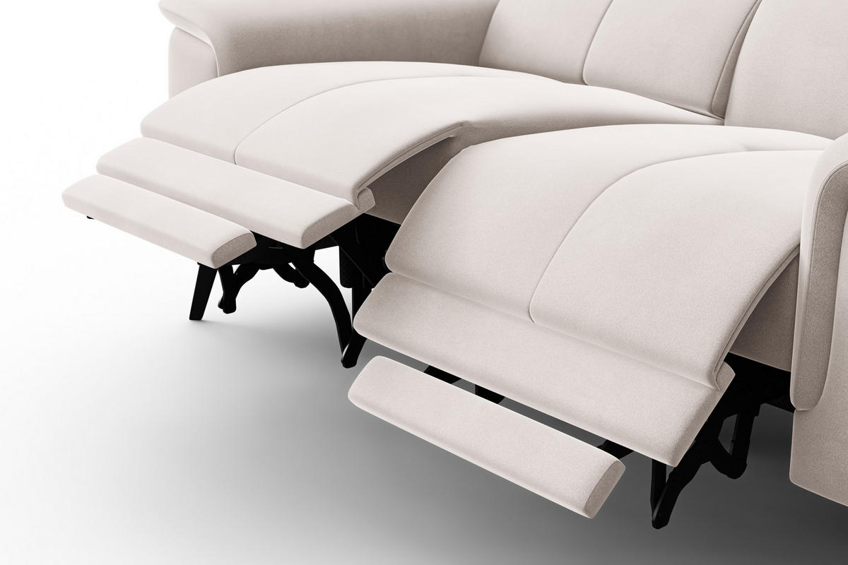 SOFA RELAX FIERO 2-Sitzer, Beiger Veloursstoff - Beige/Schwarz, Holz/Textil (170/82/103cm) - Courtois Laville