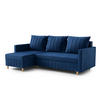 ECKSOFA FOX L-förmig Modernes Verstellbare Kopfstützen Luxuriöser Velours Schlaffunktion lose Rückenkissen freistehend LINKS 146x224x98 cm Blue - Blau, Holz/Textil (146/224cm) - DomoHome