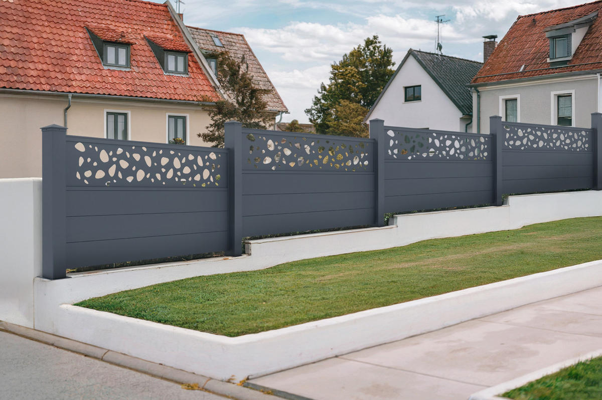VORGARTENZAUN 2er-Set Sunny grau 1,9m H.90cm aluminium - Grau, Metall (310/89cm) - Casanoov
