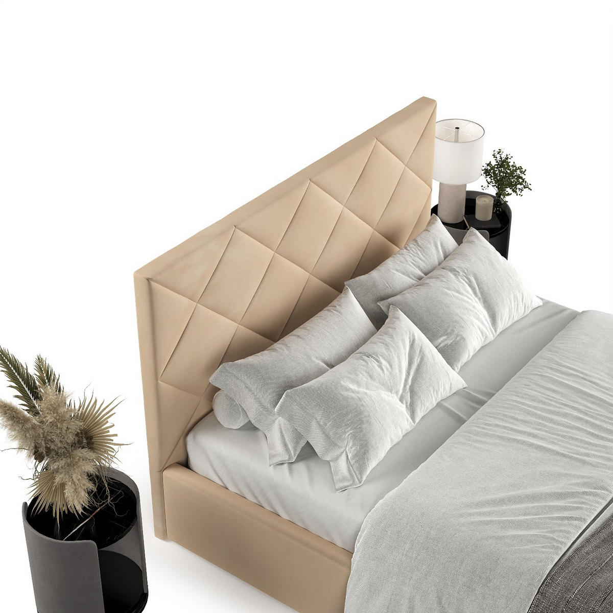 POLSTERBETT Torno 140/200 cm Beige im Kronos Stoff - Beige/Schwarz, Holz/Holzwerkstoff (140/200cm) - AltaBeds