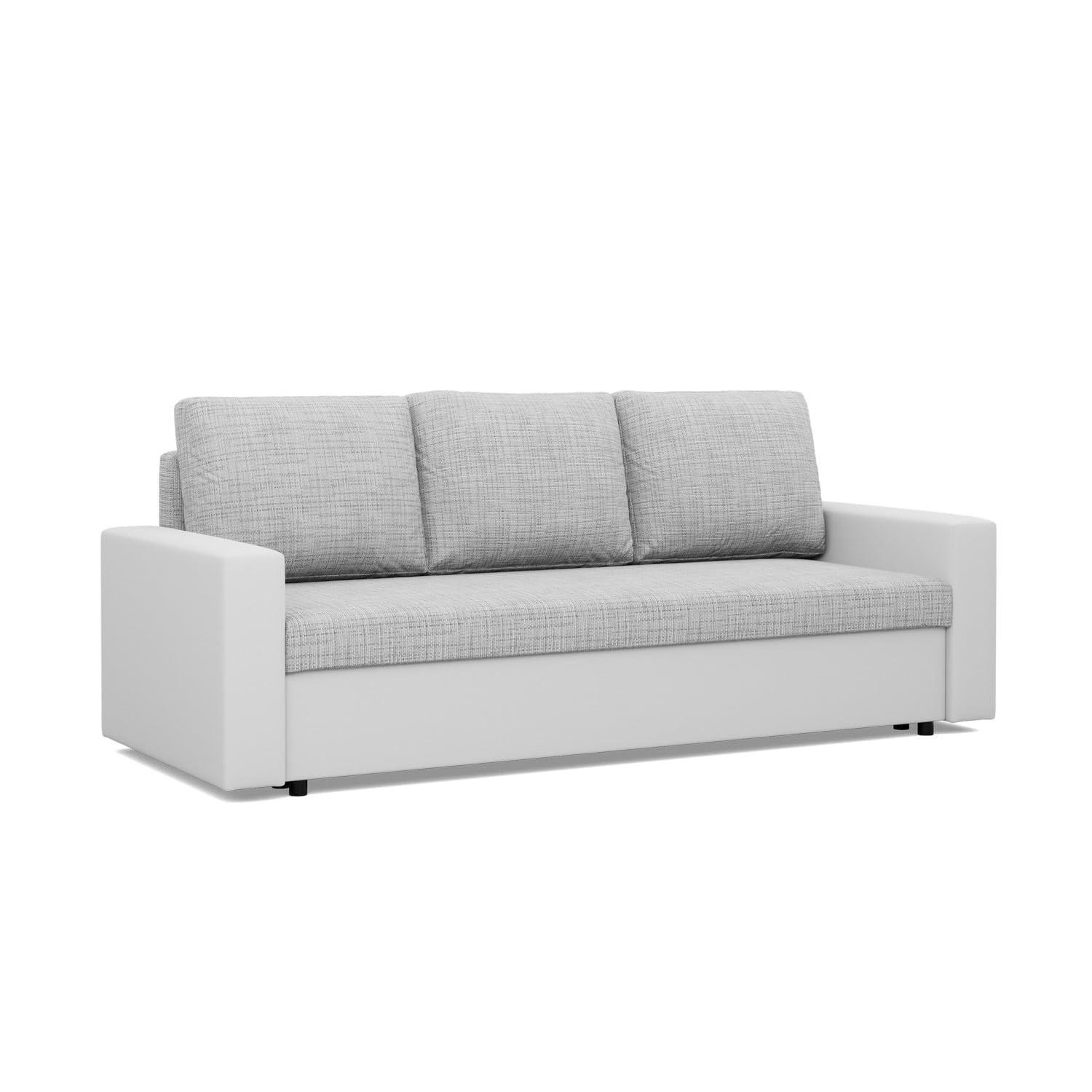 SOFA 3-SITZER MIT SCHLAFFUNKTION LUNA, Grau + Grau - Hellgrau/Grau, Textil (220/92/92cm)