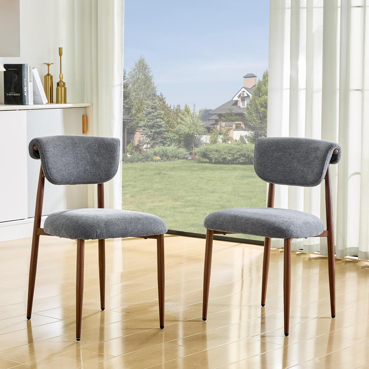 STUHL-SET DE-36452 2 Stück mit gebogener Rückenlehne Grau - Grau, Metall (58.5/83/48cm) - ComfortXL