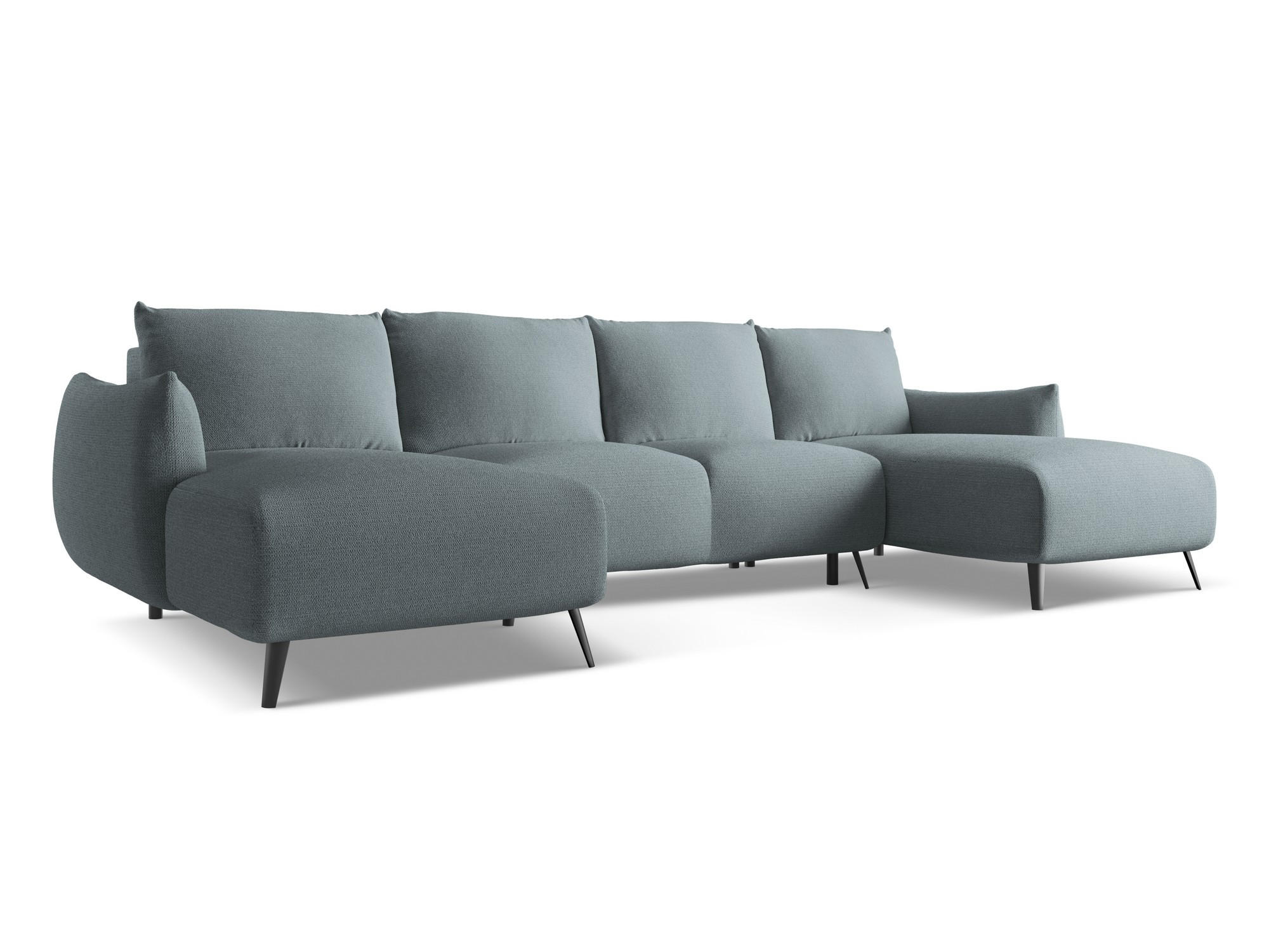 WOHNLANDSCHAFT Chenille Stoff Blau - Blau/Blaugrau, Textil/Metall (317/86/162cm) - Makamii