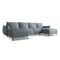 WOHNLANDSCHAFT Chenille Stoff Blau - Blau/Blaugrau, Textil/Metall (317/86/162cm) - Makamii