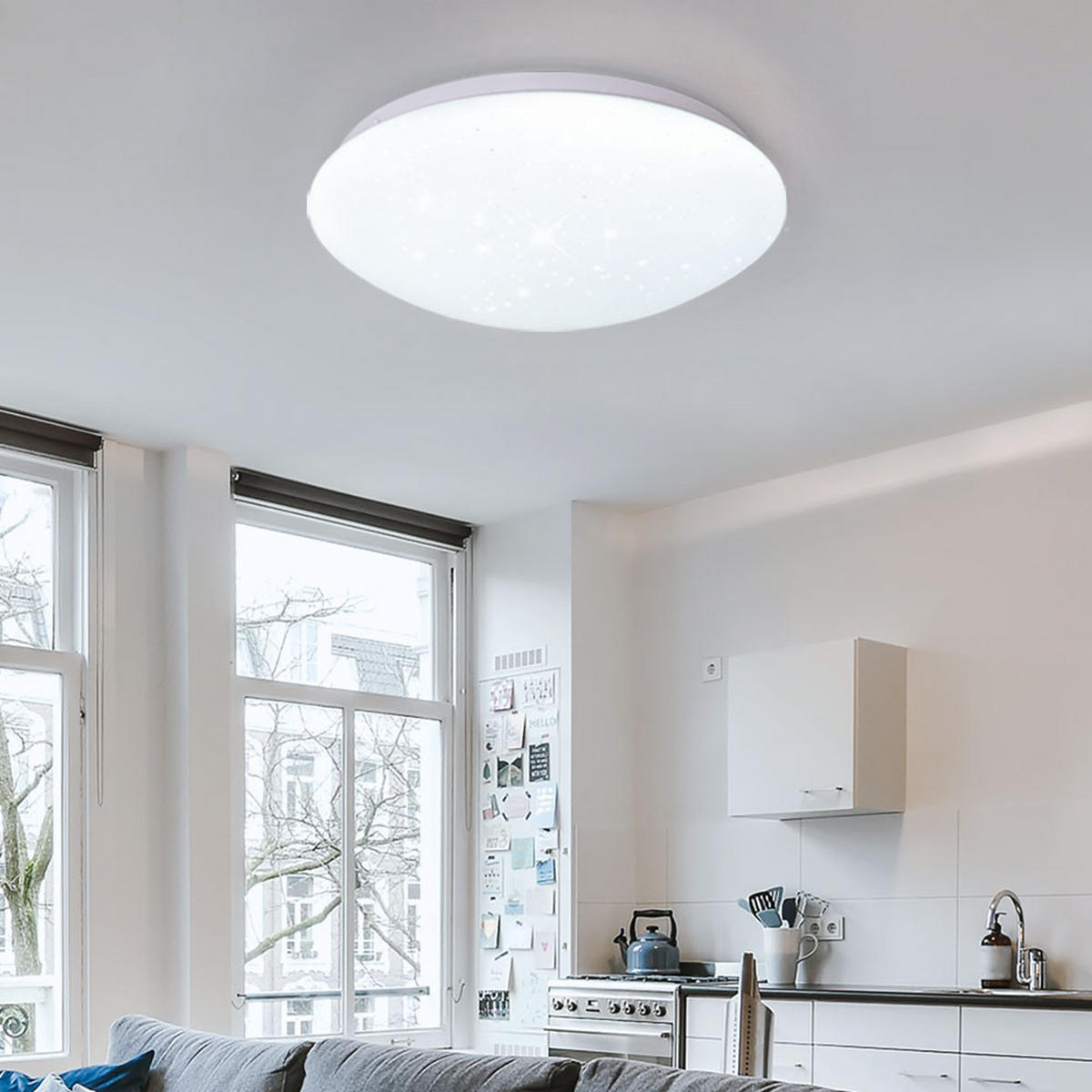 LED DECKENLEUCHTE Sternen Effekt Weiß - Weiß, Metall (33/10.2/10.2cm)