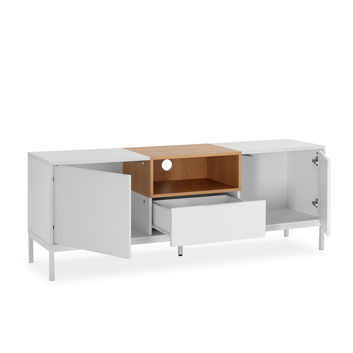 TV-ELEMENT Nieve 2 türen 1 schublade Weiß - Weiß, Holzwerkstoff (150/55/40cm) - VS Venta-stock