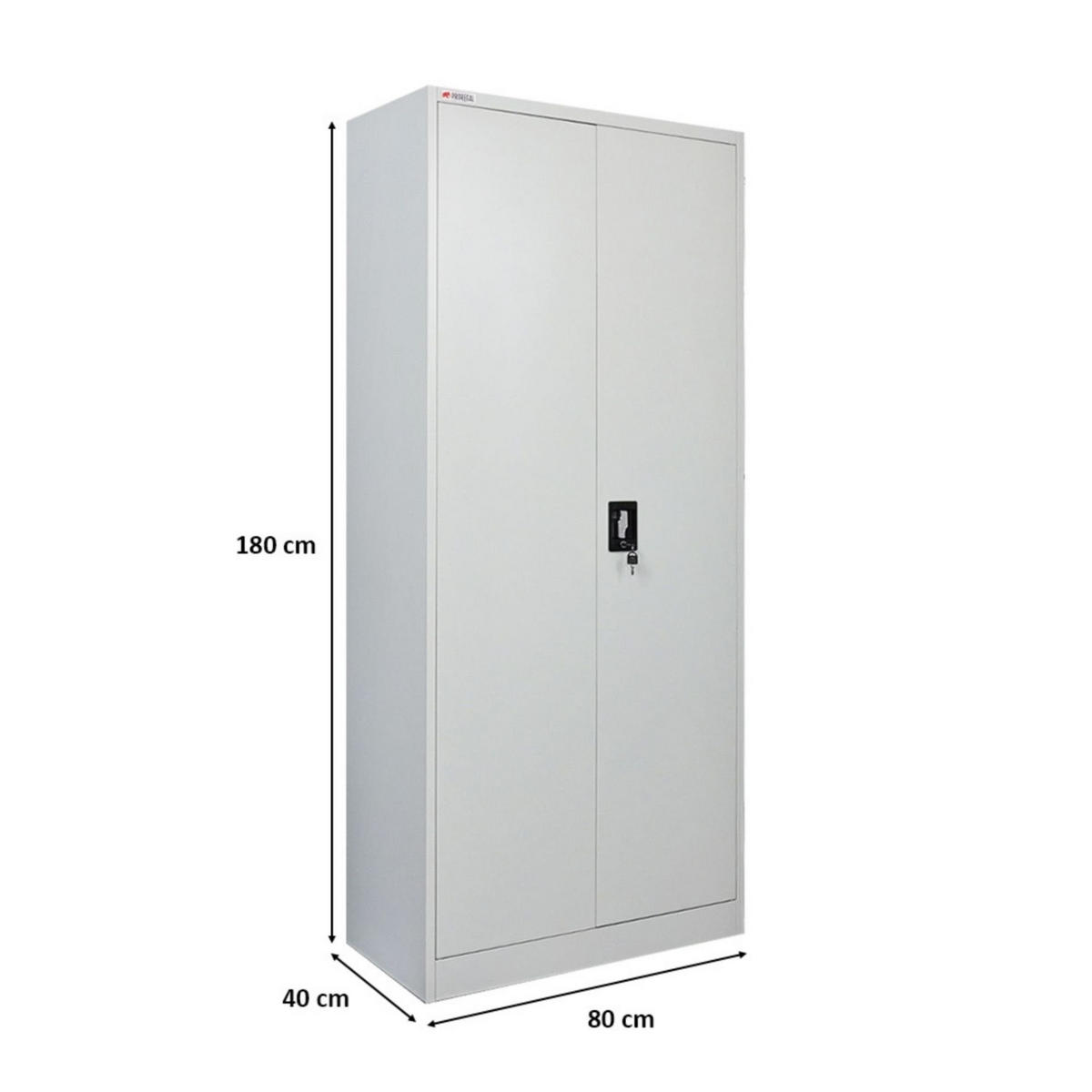 FLÜGELTÜRENSCHRANK Elephant komplett montiert 180x80x40cm 6 Fächern & Kleiderstange Lichtgrau - Hellgrau, Metall (80/180/40cm) - PROREGAL