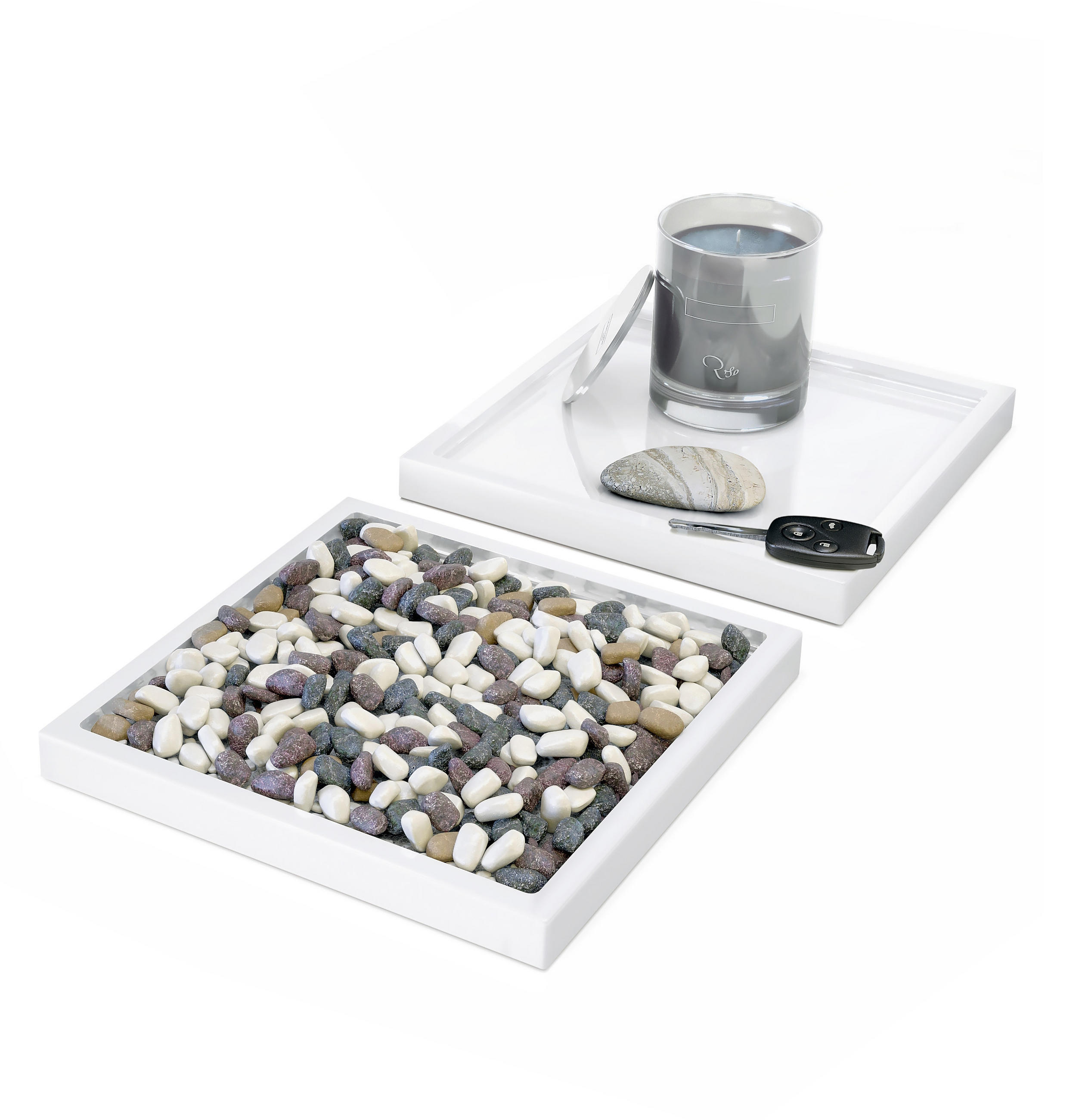 DEKOSCHALE Maya Weiß Hochglanz 2er Set - Weiß Hochglanz, Holzwerkstoff (1.8cm) - Vladon