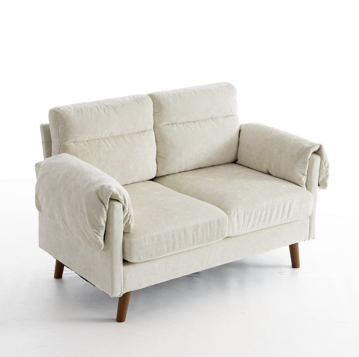 SOFA 2-Sitzer aus Chenille Beige - Beige, Holzwerkstoff (70/85/124cm) - Meubliv