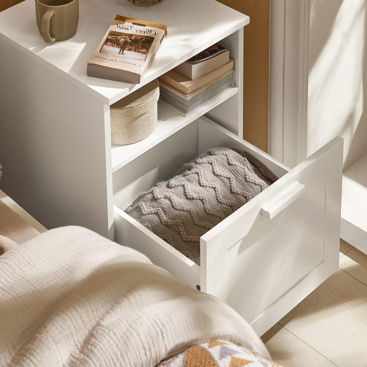 NACHTTISCH Weiß - Weiß, Holzwerkstoff (39/55/39cm) - SoBuy