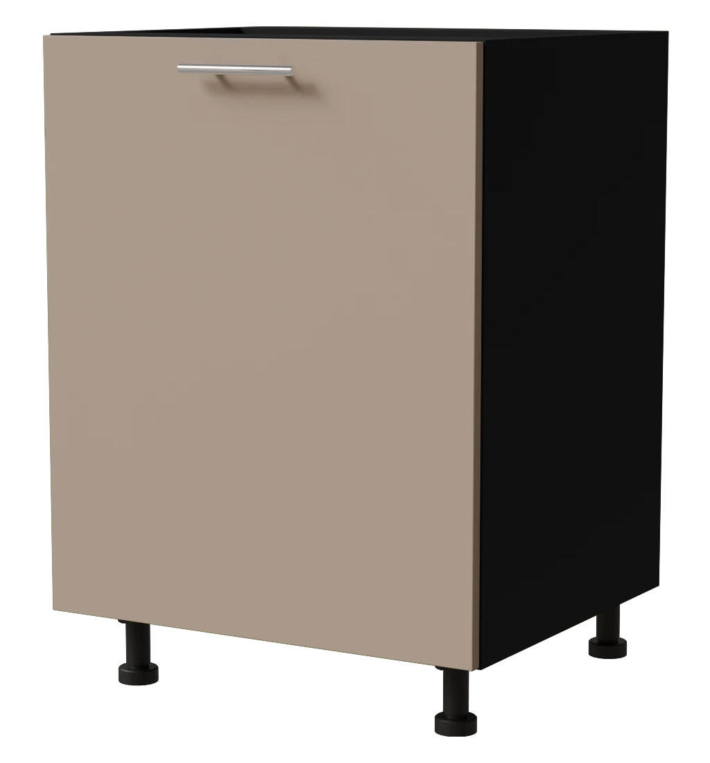 Feldmann-Wohnen Unterschrank Graubraun, Schwarz 60x82x50 cm