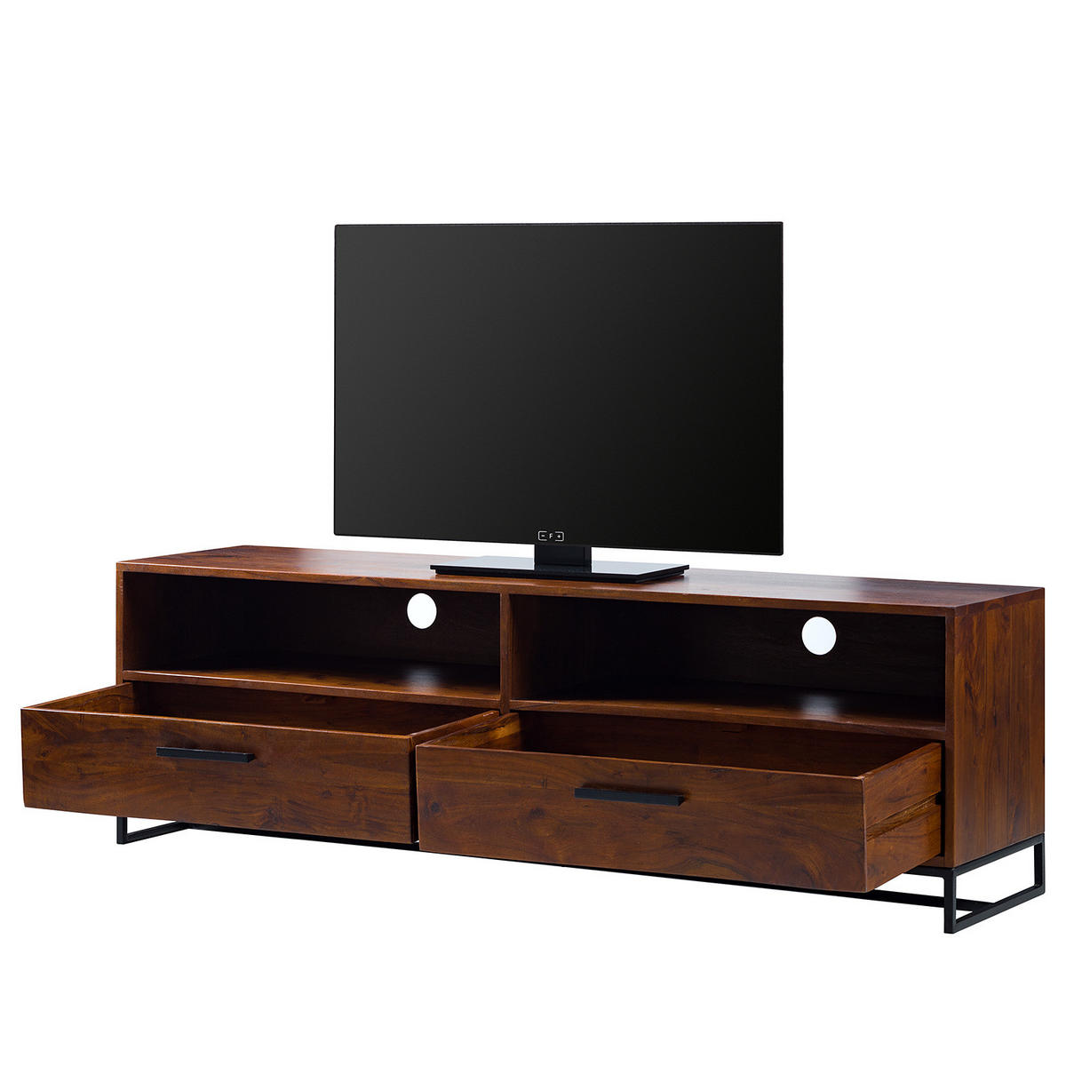 TV-LOWBOARD - Akazie massiv / Eisen, Breite 160 cm - Akaziefarben, Holz (160/50/40cm) - home24