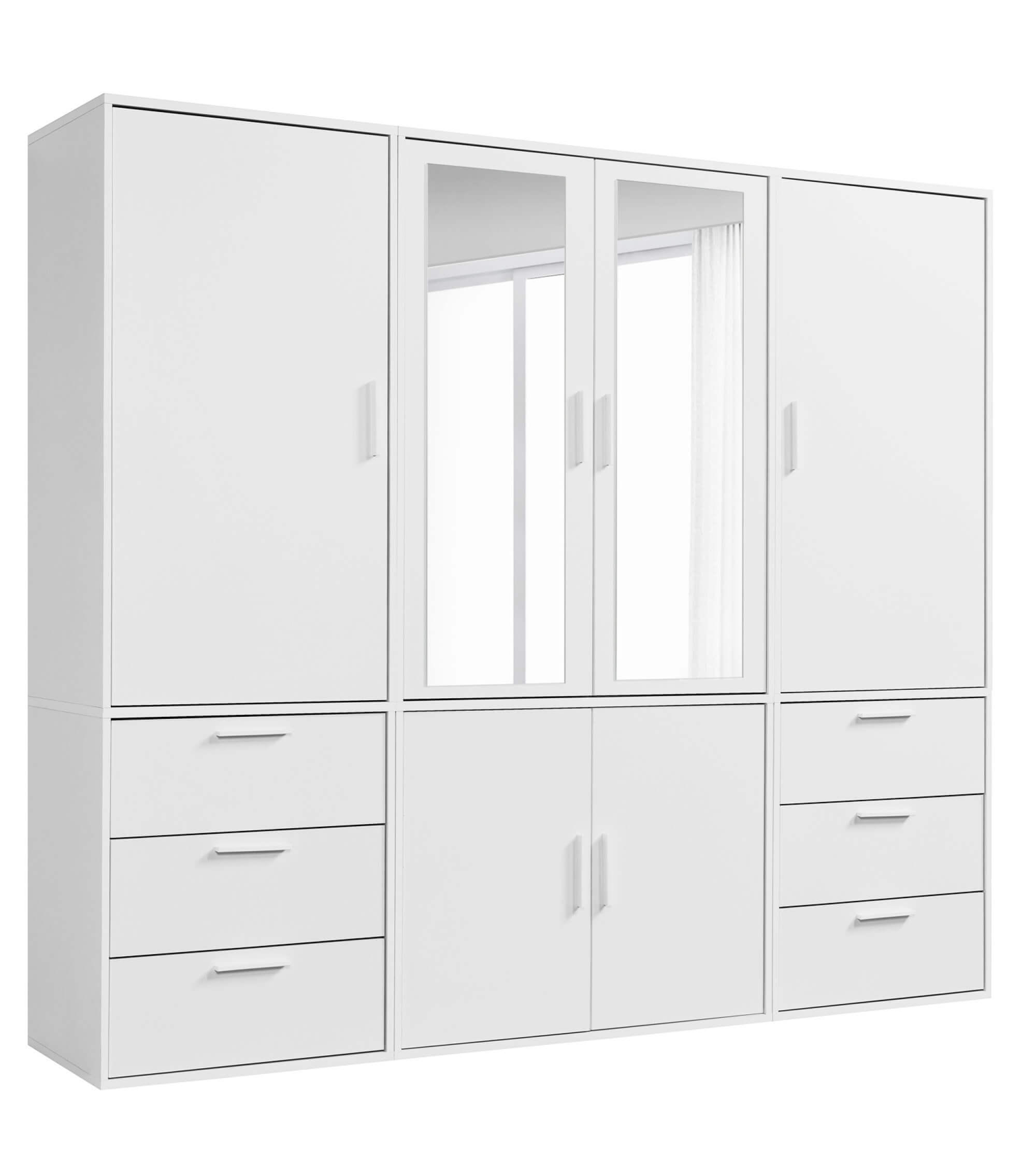 KLEIDERSCHRANK mit Spiegel Der Grenzenlose - Weiß, Holzwerkstoff (210/187/58cm) - Mokebo