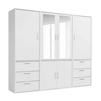 KLEIDERSCHRANK mit Spiegel Der Grenzenlose - Weiß, Holzwerkstoff (210/187/58cm) - Mokebo