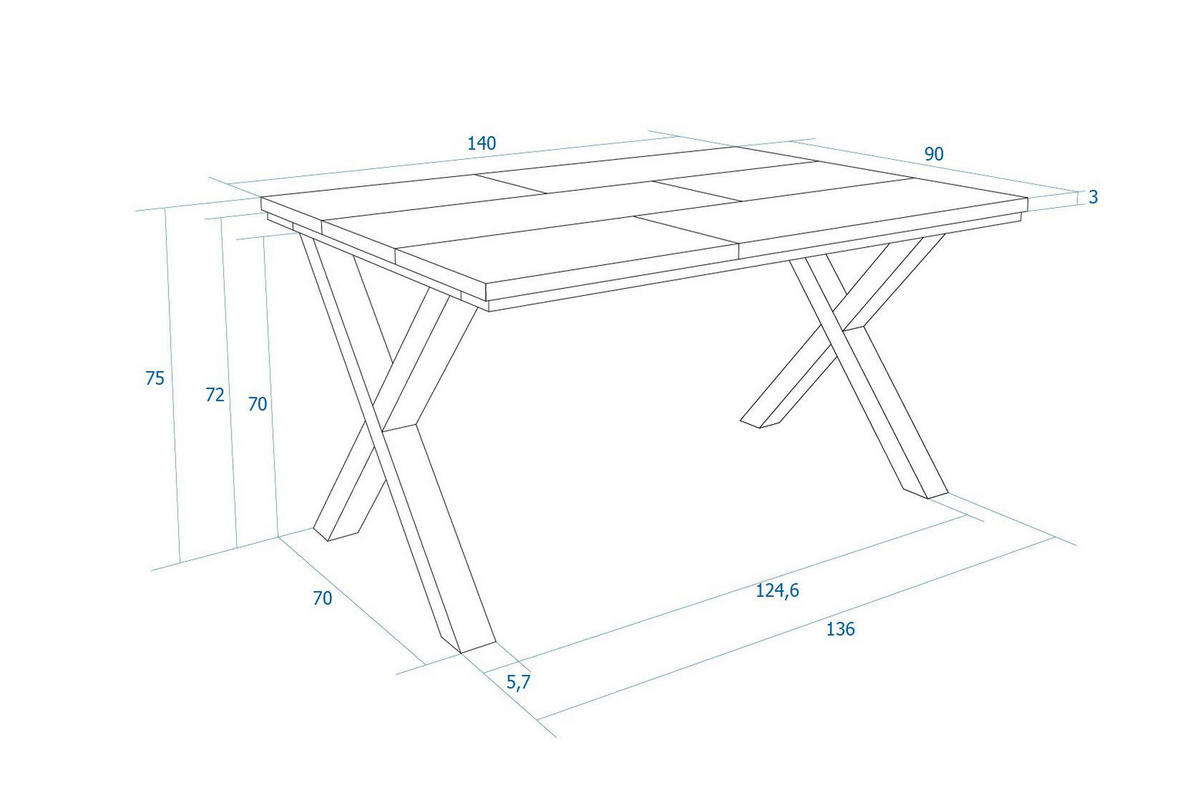 ESSZIMMERTISCH, Dunkler Eiche, 140/90/74 cm - Dunkelbraun/Schwarz, Holzwerkstoff (140/90/74cm) - Skraut Home