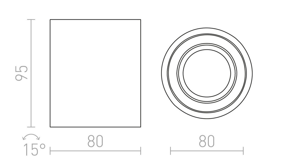 DECKENLEUCHTE MAYO R neigbare gebürstetes Aluminium 9 W - Silberfarben, Metall (8/8/95cm) - Rendl
