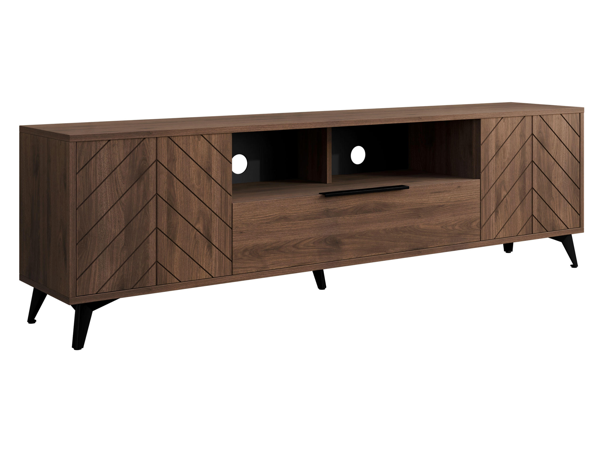 TV-ELEMENT Xylix Bis 2D1SZ - Nussbaumfarben/Schwarz, Holzwerkstoff/Metall (204/60/40cm) - MIRJAN24