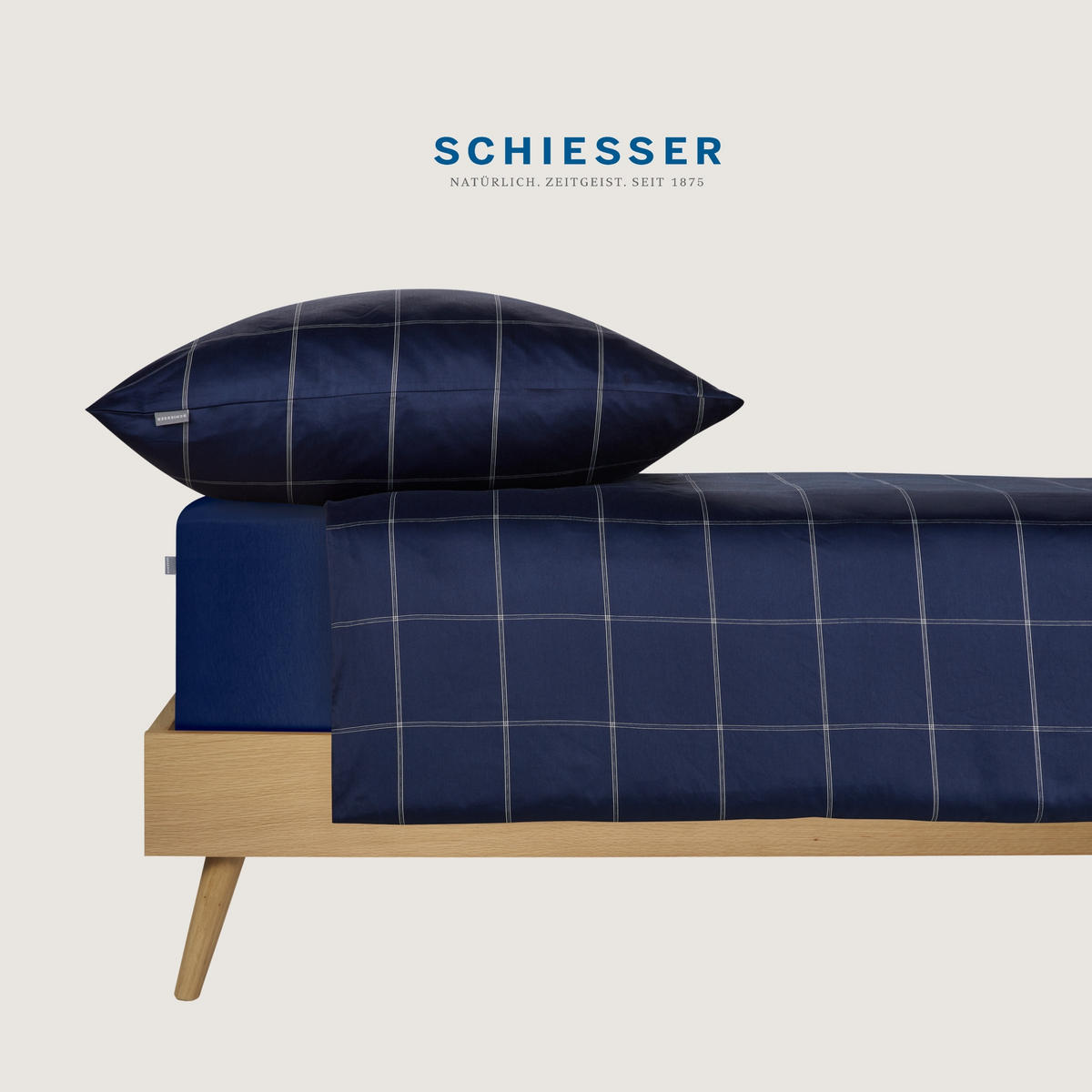 BETTWÄSCHESET Josh - Baumwollsatin - 2-teilig - 135 x 200 cm - Dunkelblau - Dunkelblau, Textil (135/200cm) - SCHIESSER