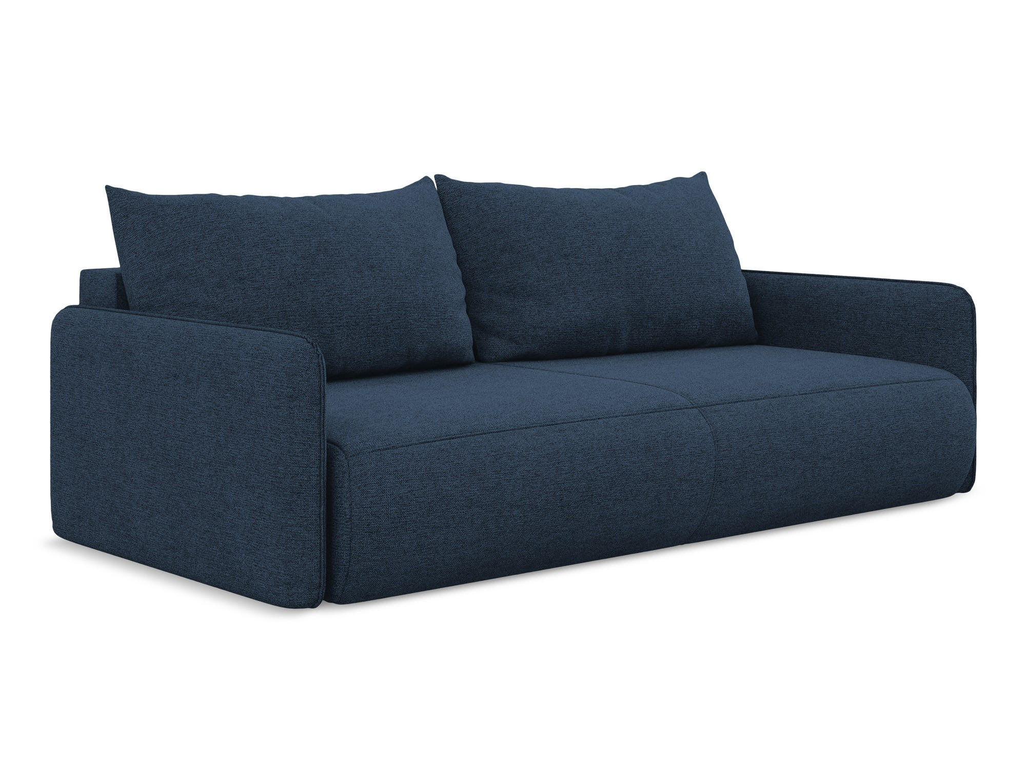 3-SITZER SOFA mit Schlaffunktion Chenille Stoff Blau - Blau/Schwarz, Kunststoff/Textil (216/86/105cm) - Makamii