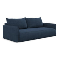 3-SITZER SOFA mit Schlaffunktion Chenille Stoff Blau - Blau/Schwarz, Kunststoff/Textil (216/86/105cm) - Makamii