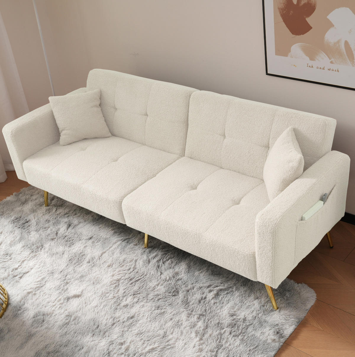 SCHLAFSOFA mit Bettfunktion verstellbar 175 x 64 x 72 cm Weiß - Weiß, Kunststoff (175/72/64cm) - Meubliv