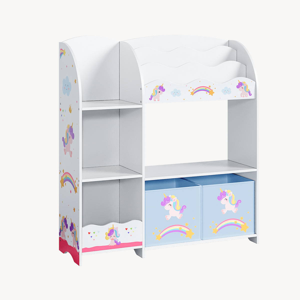 KINDERREGAL Lysekil - Lila/Weiß, Holzwerkstoff (93/100/30cm) - [en.casa]